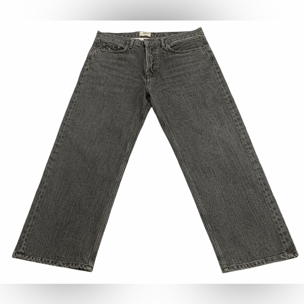 AGOLDE Lana Womens Sz 28 High Rise Straight Leg Jeans Lava Button Fly Frayed Hem